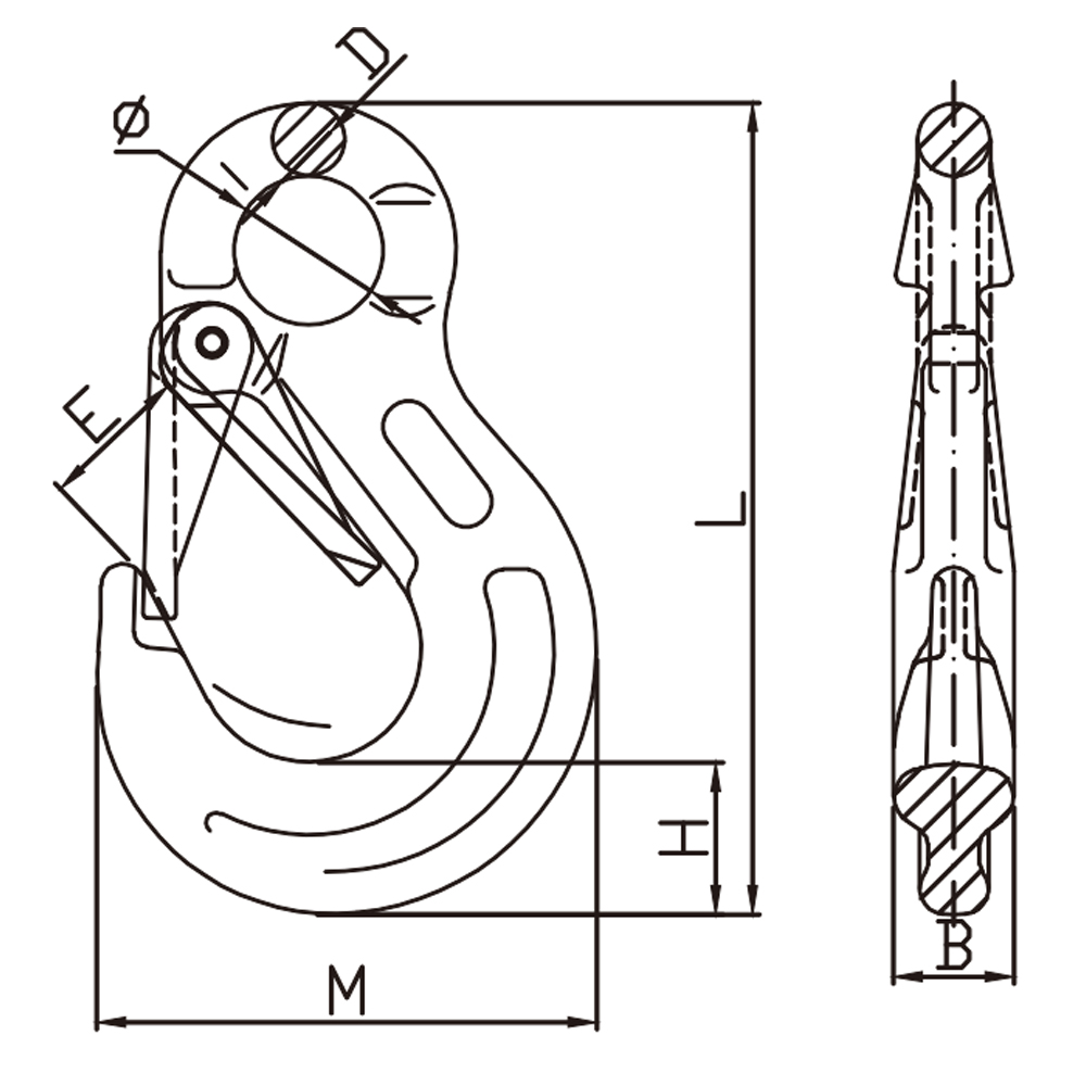 G100 Европейский тип крюка с проушиной из легированной стали